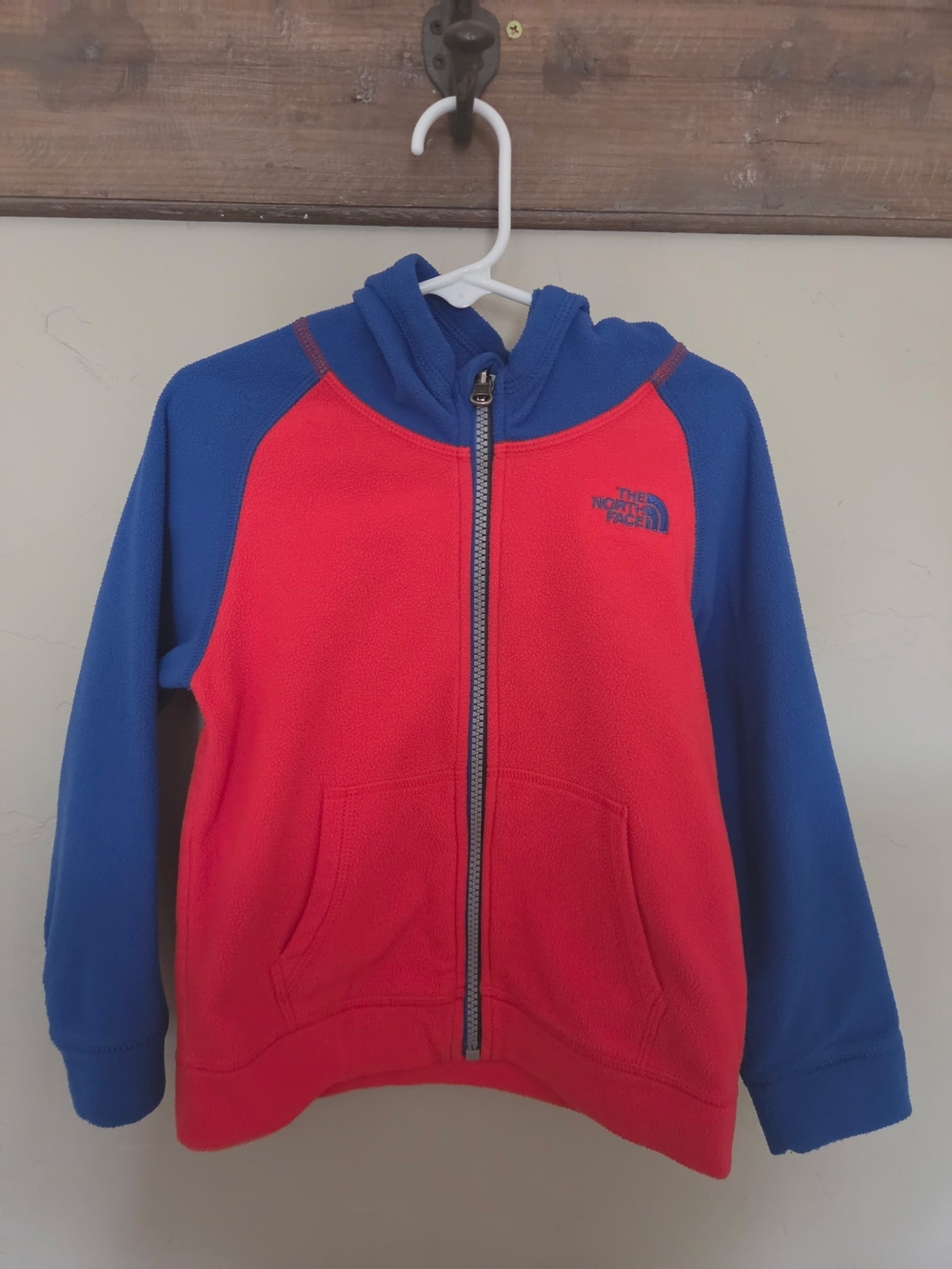 The North Face Kids Red and Blue Fleece Zip Hoodie